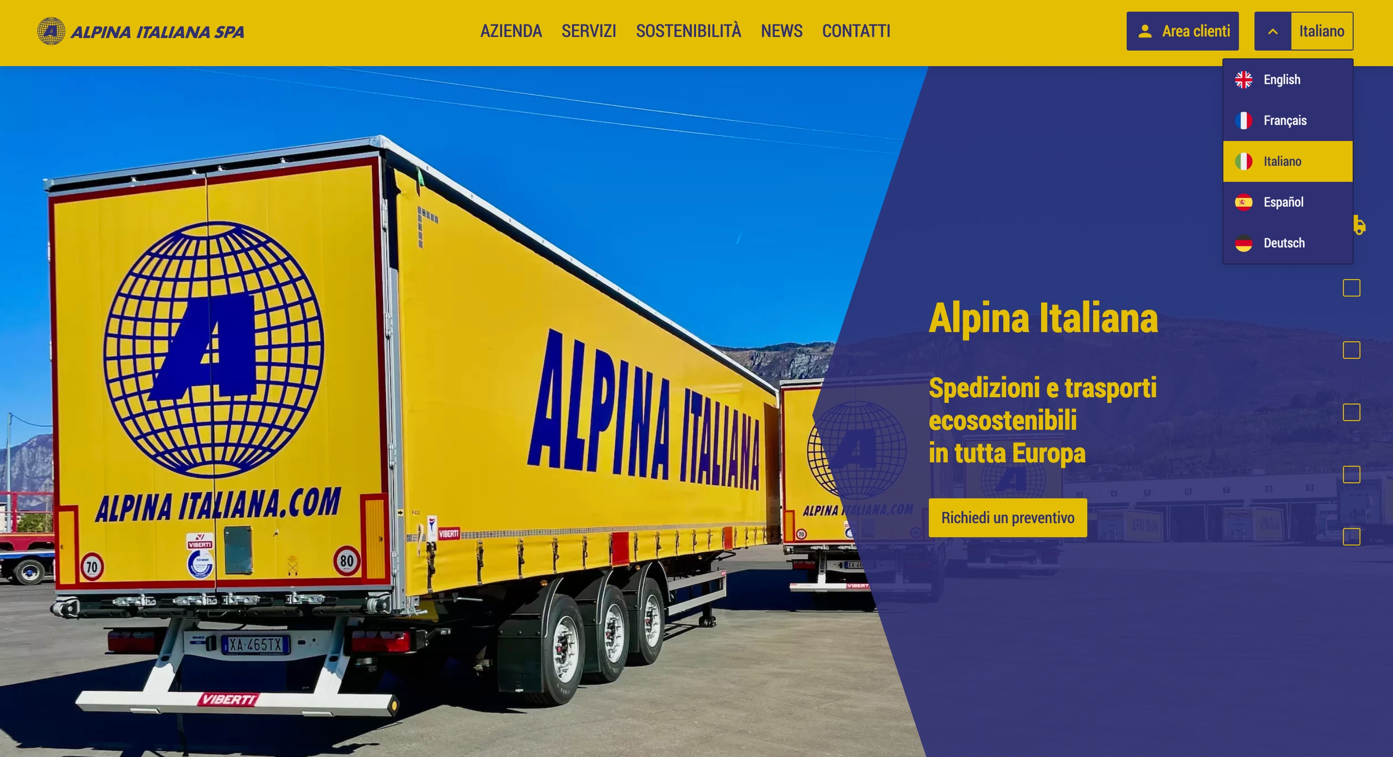 Screenshot of website alpinaitaliana.com